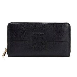 Tory Burch Blue Stacked T Continental Long Wallet - zips around!